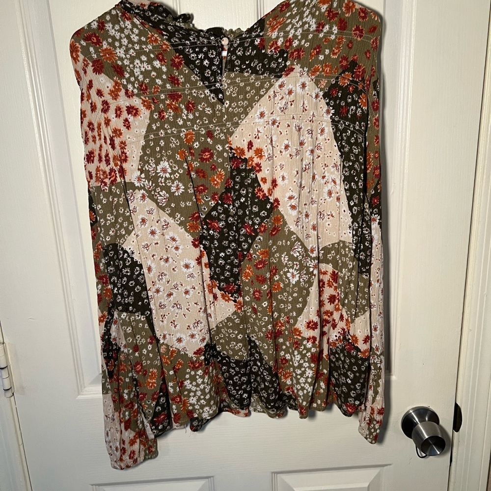 Indigo Soul Multicolor Patchwork Blouse 100% Rayon - image 7